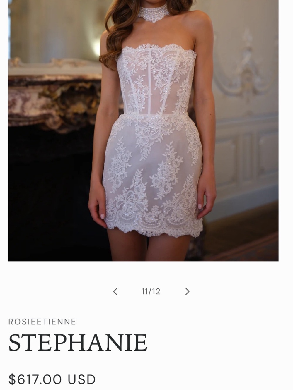 Rosie Etienne 'Stephanie' Strapless Lace Mini Dress in White